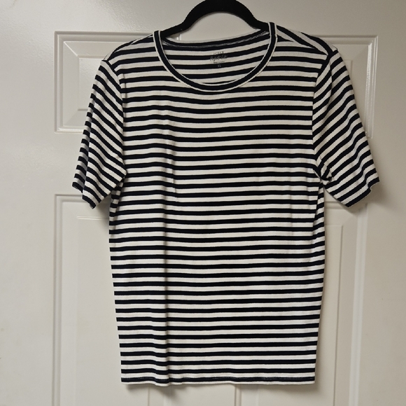 J. Crew Tops - J. Crew Classic Navy and White Striped Shirt